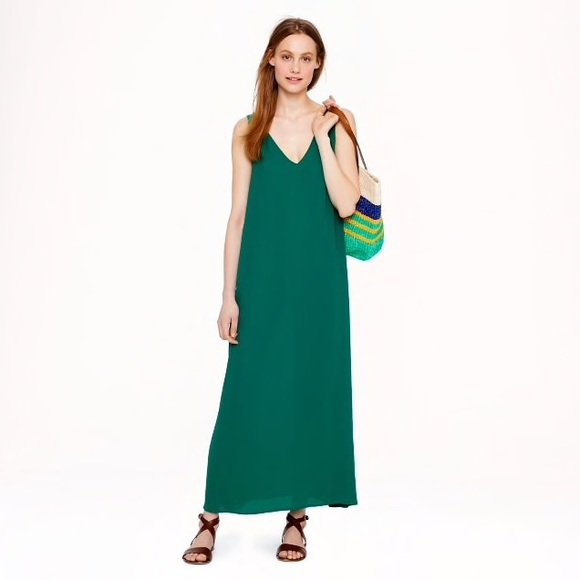 J. Crew Dresses & Skirts - J. Crew Crepe Long Casual Maxi Dress in Green